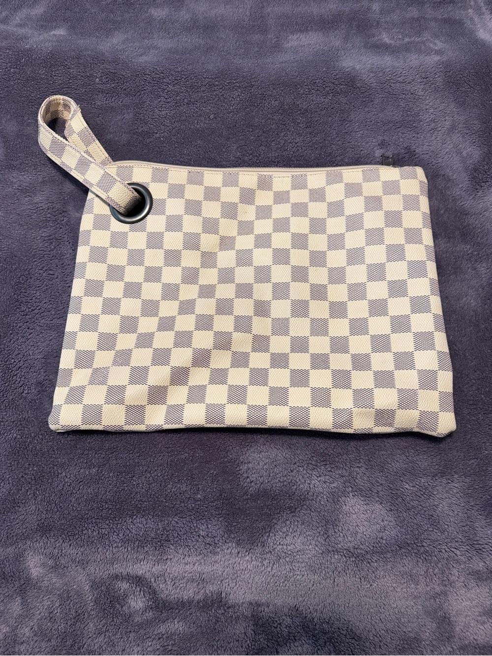 Source Unknown Beige and Brown Checkered Wristlet Clutch